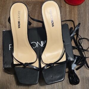Fashion Nova Black Strappy Heels